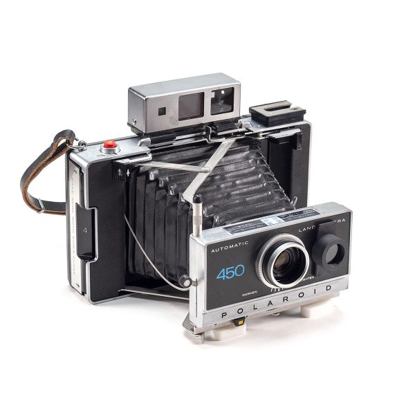Instax Wide ready Polaroid 450 Land Camera with lightmeter adapter (works with Polastax film holders).