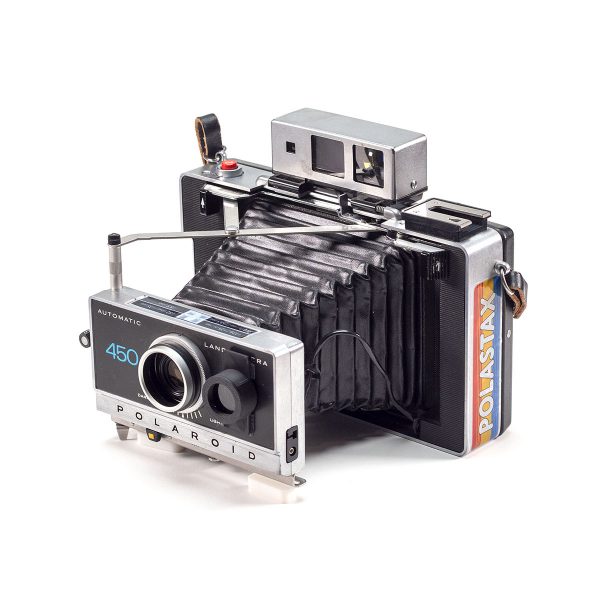 Instax Wide ready Polaroid 450 Land Camera with lightmeter adapter (works with Polastax film holders).
