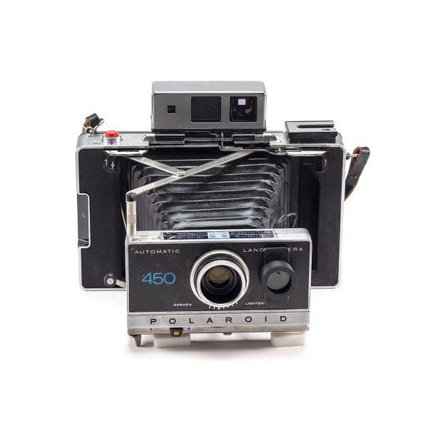 Instax Wide ready Polaroid 450 Land Camera with lightmeter adapter (works with Polastax film holders).