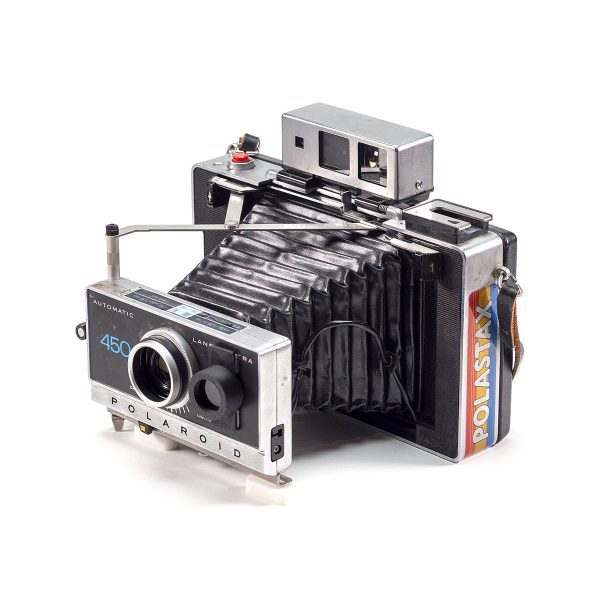 Instax Wide ready Polaroid 450 Land Camera with lightmeter adapter (works with Polastax film holders).