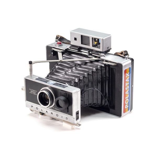 Instax Wide ready Polaroid 250 Land Camera with lightmeter adapter (works with Polastax film holders).