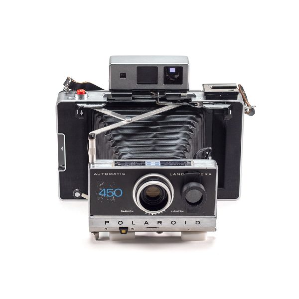 Instax Wide ready Polaroid 450 Land Camera with lightmeter adapter (works with Polastax film holders).