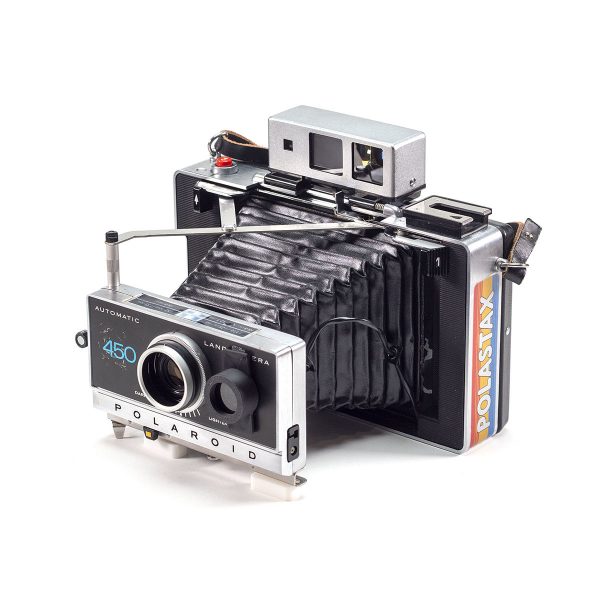 Instax Wide ready Polaroid 450 Land Camera with lightmeter adapter (works with Polastax film holders).