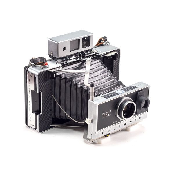 Instax Wide ready Polaroid 250 Land Camera with lightmeter adapter (works with Polastax film holders).