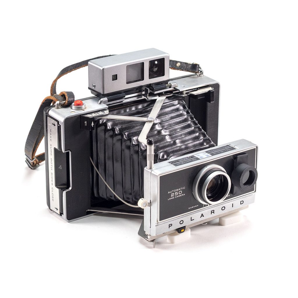 Instax Wide ready Polaroid 250 Land Camera with lightmeter adapter (works with Polastax film holders).