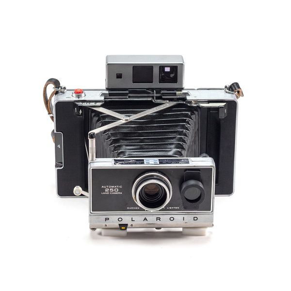 Instax Wide ready Polaroid 250 Land Camera with lightmeter adapter (works with Polastax film holders).