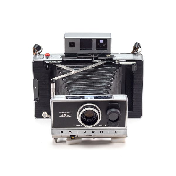 Instax Wide ready Polaroid 250 Land Camera with lightmeter adapter (works with Polastax film holders).