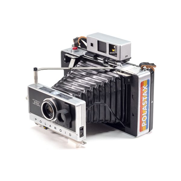 Instax Wide ready Polaroid 250 Land Camera with lightmeter adapter (works with Polastax film holders).