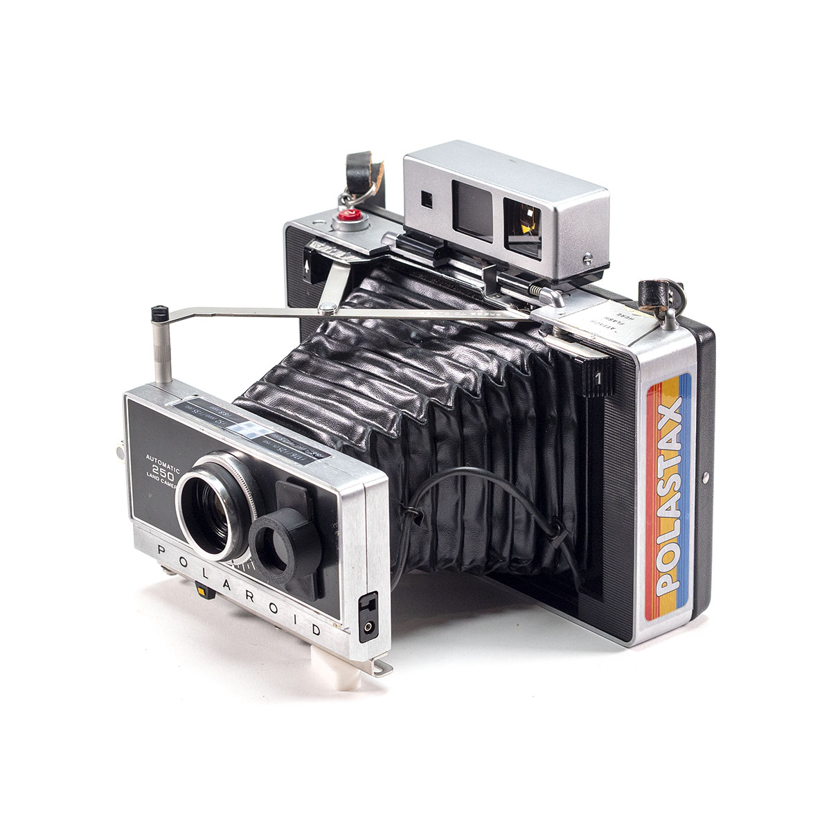 Instax Wide ready Polaroid 250 Land Camera with lightmeter adapter (works with Polastax film holders).