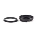 Drop in 40.5mm filter push-on adapter for Polaroid pack film cameras with metal lens rings.