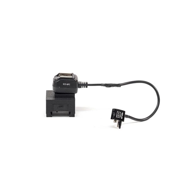 Electronic flash adapter for Polaroid 450 Land Camera with flash shoe and PC cable with X sync attachment.