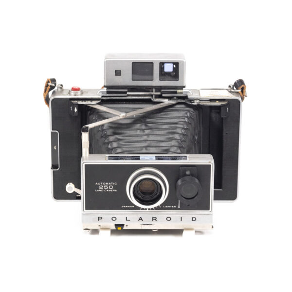 Instax Wide ready Polaroid 250 Land Camera with lightmeter adapter (works with Polastax film holders).