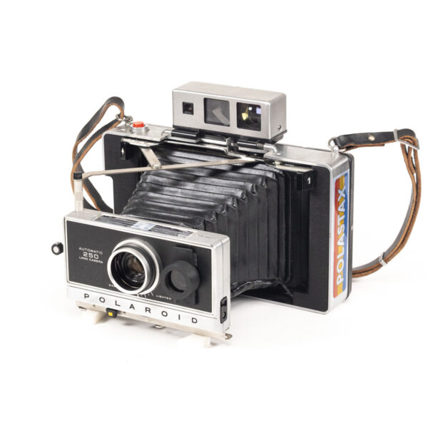 Instax Wide ready Polaroid 250 Land Camera with lightmeter adapter (works with Polastax film holders).