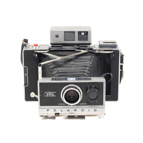 Instax Wide ready Polaroid 250 shutter in 450 Land Camera body with lightmeter adapter (works with Polastax film holders).